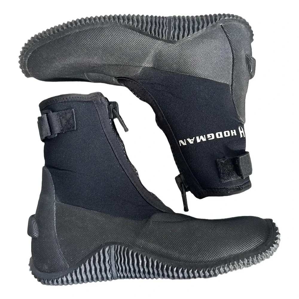 Hodgman Neoprene Wading Boots Mens 8 Black Zip Up Fishing Shoes B37595-NEO